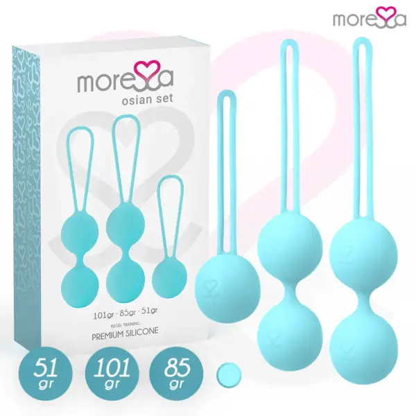 MORESSA - OSIAN SET Osian Eén; 51 Gr / Osian Twee; 101 Gr / Osian Drie 85 gr PREMIUM SILICONEN TURQUOISE