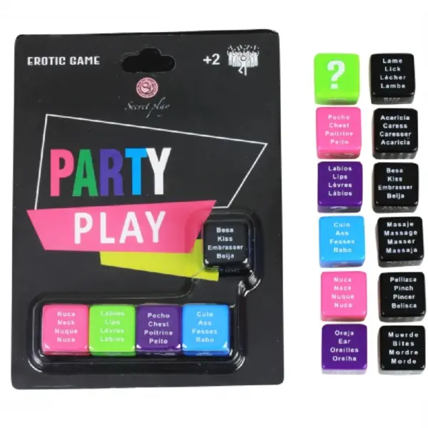 SECRETPLAY - PARTY PLAY-SPEL MET 5 DOBBELSTENEN (ES/PT/EN/FR)
