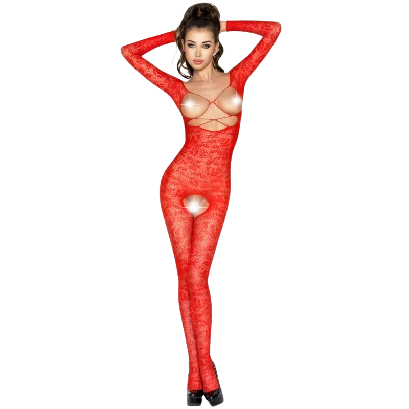 PASSION - VROUW BS031 ROOD BODYSTOCKING ONE SIZE