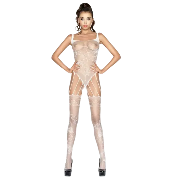 PASSION - VROUW BS034 WITTE BODYSTOCKING ONE SIZE