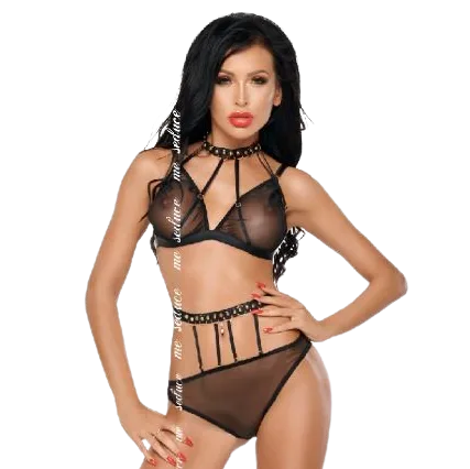 ME-SEDUCE - DOTTY TWEEDELIGE SET ZWART S/M