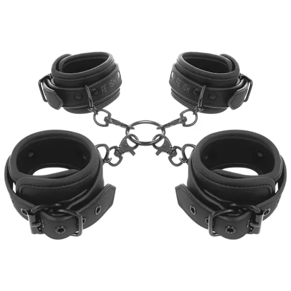 FETISH SUBMISSIVE - HANDEN EN ENKEL MANCHETTEN SET MET NOPREEN VOERING
