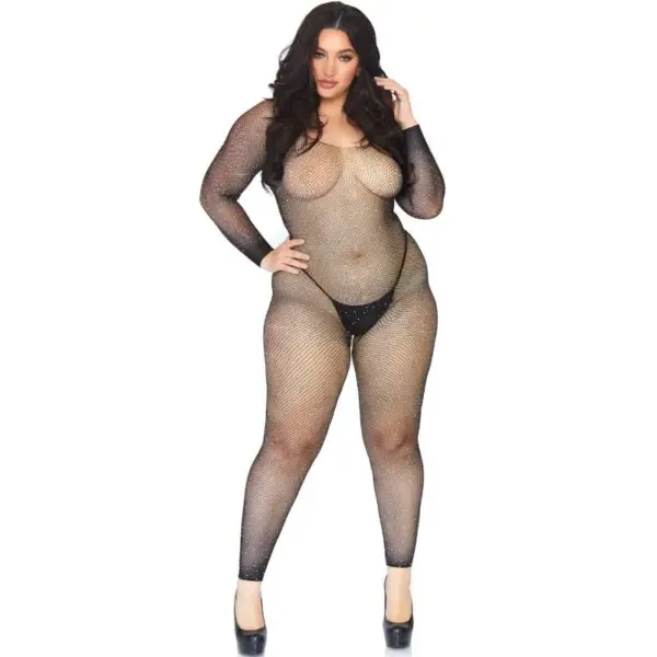 LEG AVENUE - NET BODYSTOCKING MET GLANS 1X-2X