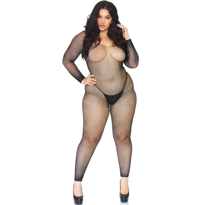 LEG AVENUE - NET BODYSTOCKING MET GLANS 1X-2X