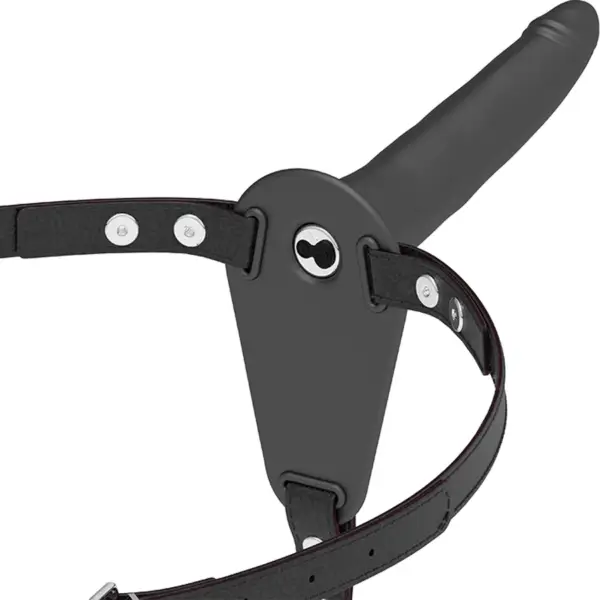 FETISH SUBMISSIVE HARNESS - ZWARTE SILICONEN VIBRATOR 15 CM
