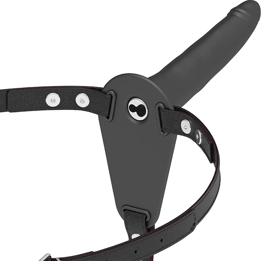 FETISH SUBMISSIVE HARNESS - ZWARTE SILICONEN VIBRATOR 15 CM