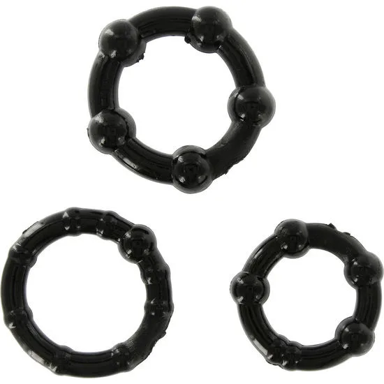SEVEN CREATIONS - SET VAN DRIE ZWARTE PENIS RINGEN