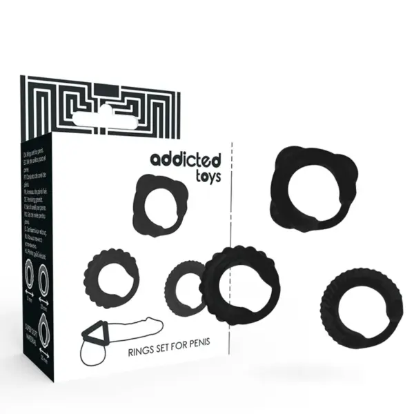 ADDICTED TOYS - SET VAN 3 ZWARTE PENIS RINGEN