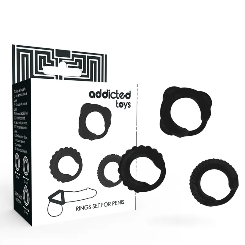 ADDICTED TOYS - SET VAN 3 ZWARTE PENIS RINGEN