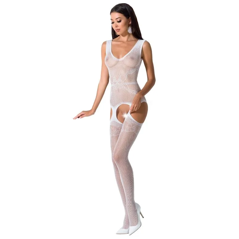 PASSION - VROUW BS062 WITTE BODYSTOCKING ONE SIZE