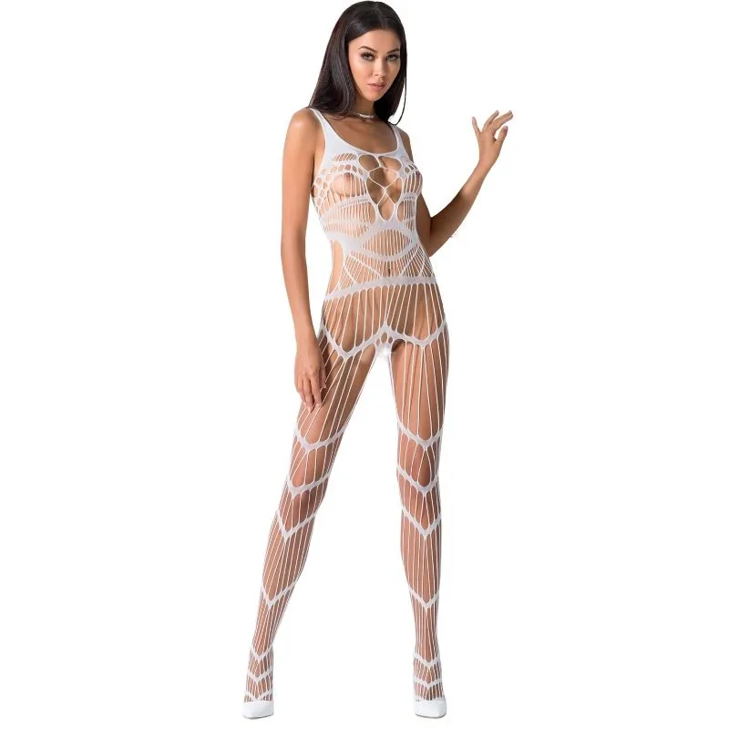 PASSION - VROUW BS058 WITTE BODYSTOCKING ONE SIZE