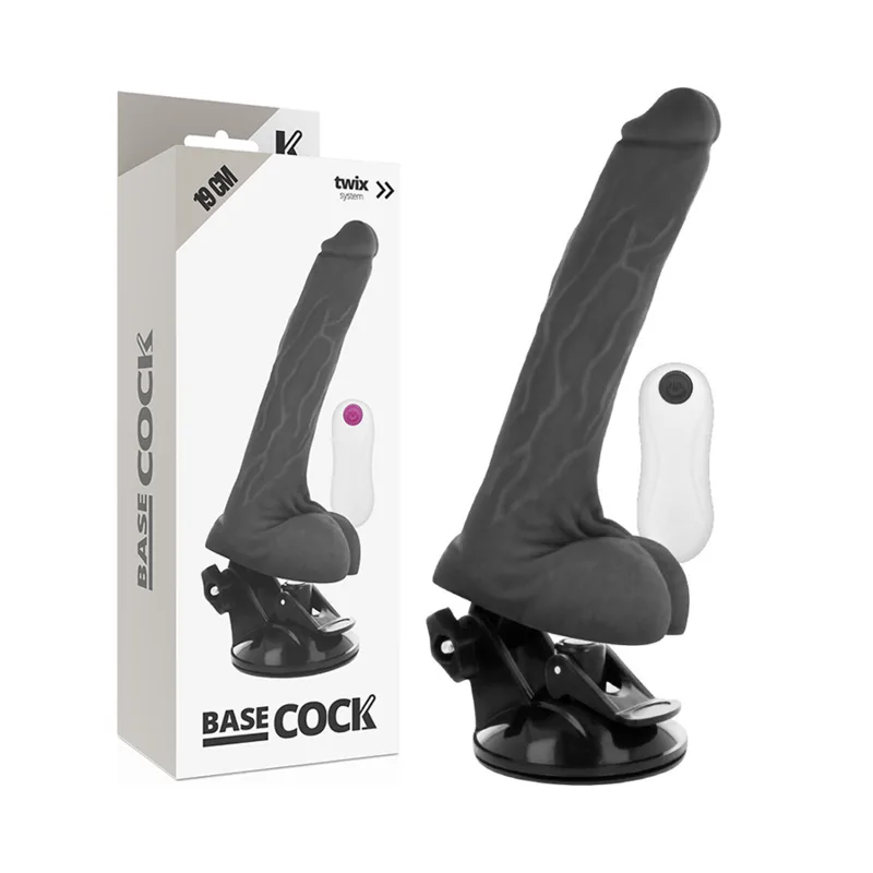 BASECOCK - REALISTISCHE VIBRATOR AFSTANDSBEDIENING ZWART 19 CM -OF- 4 CM