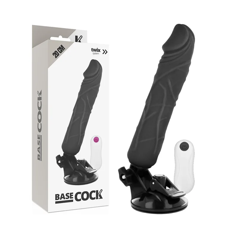 BASECOCK - REALISTISCHE VIBRATOR AFSTANDSBEDIENING ZWART 20 CM -OF- 4 CM