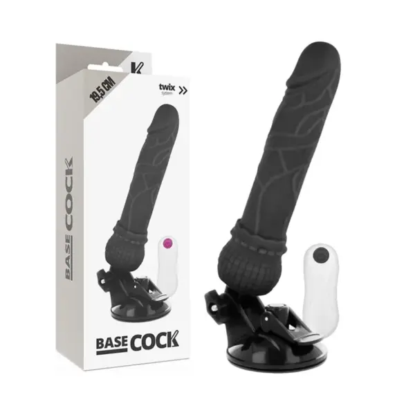 BASECOCK - REALISTISCHE VIBRATOR AFSTANDSBEDIENING ZWART 19,5 CM -OF- 4 CM