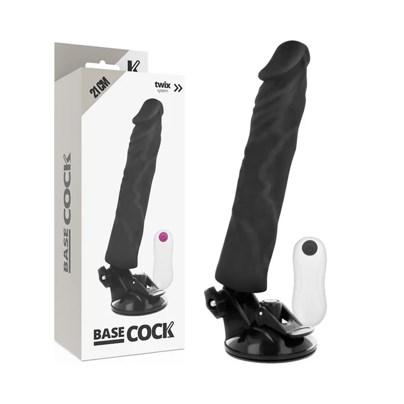 BASECOCK - REALISTISCHE VIBRATOR AFSTANDSBEDIENING ZWART 21 CM -OF- 4 CM
