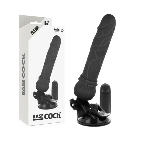 BASECOCK - REALISTISCHE VIBRATOR AFSTANDSBEDIENING ZWART 19,5 CM -OF- 4 CM