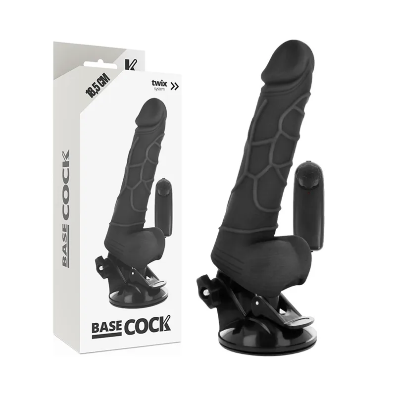 BASECOCK - REALISTISCHE VIBRATOR AFSTANDSBEDIENING ZWART 18,5 CM -OF- 4CM