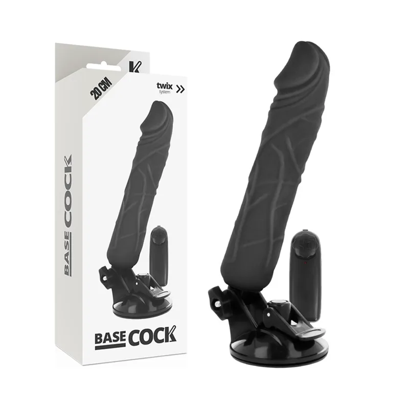 BASECOCK - REALISTISCHE VIBRATOR AFSTANDSBEDIENING ZWART 20 CM -OF- 4 CM