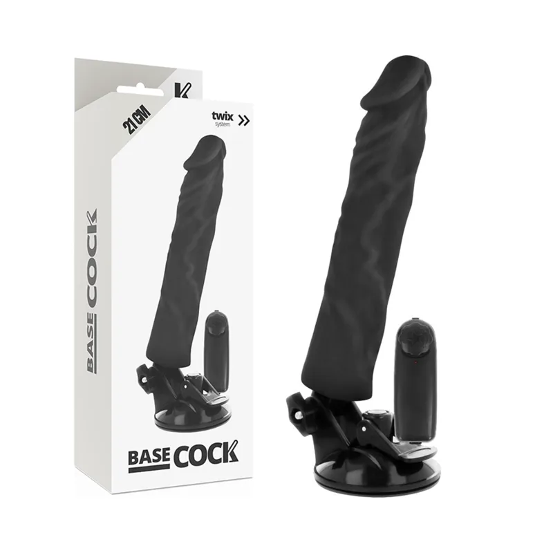 BASECOCK - REALISTISCHE VIBRATOR AFSTANDSBEDIENING ZWART 21 CM -OF- 4 CM