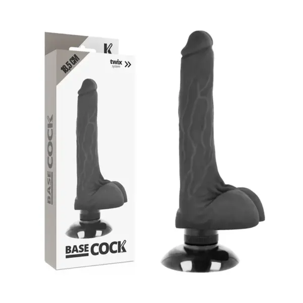 BASECOCK - REALISTISCHE VIBRATOR 2-1 ZWART 18,5 CM -OF- 4 CM
