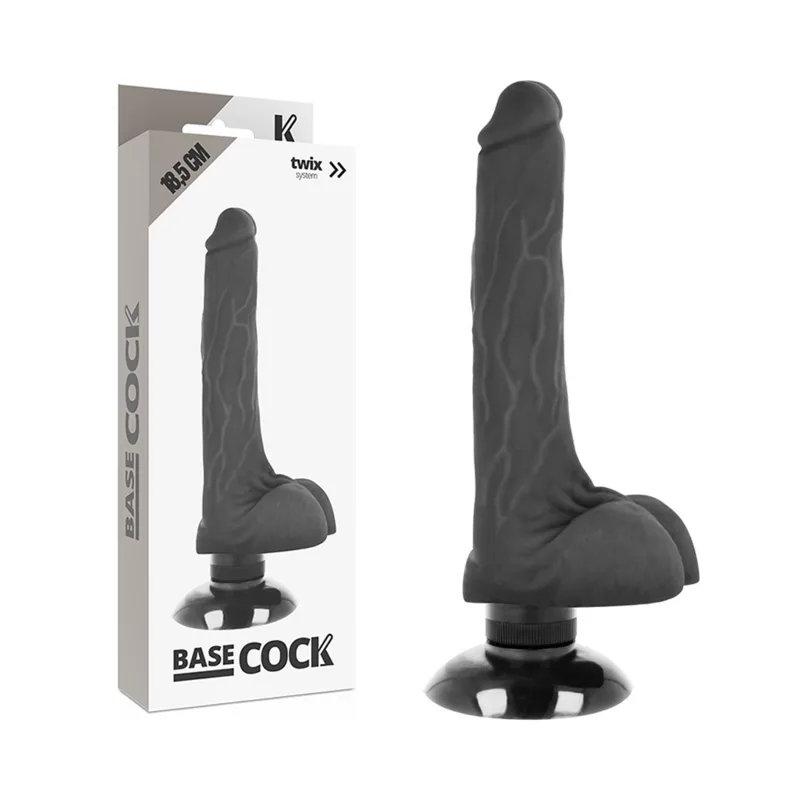 BASECOCK - REALISTISCHE VIBRATOR 2-1 ZWART 18,5 CM -OF- 4 CM