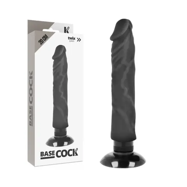 BASECOCK - REALISTISCHE VIBRATOR 2-1 NATUURLIJK ZWART 20 CM -OF- 4 CM