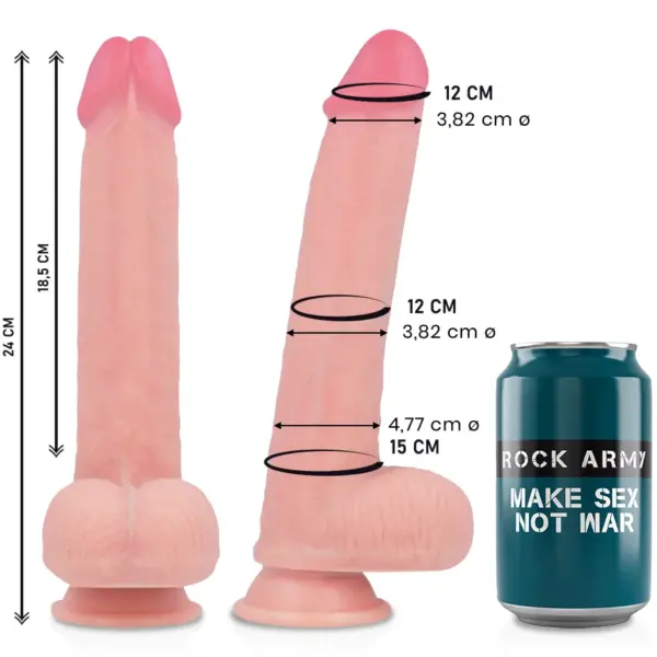 ROCKARMY - VLOEIBARE SILICONEN DILDO PREMIUM KINGCOBRA 24 CM -OF- 4.77 CM