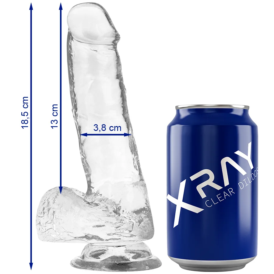 X-RAY - HELDER TRANSPARANT REALISTISCHE DILDO 18,5 CM -OF- 3,8 CM