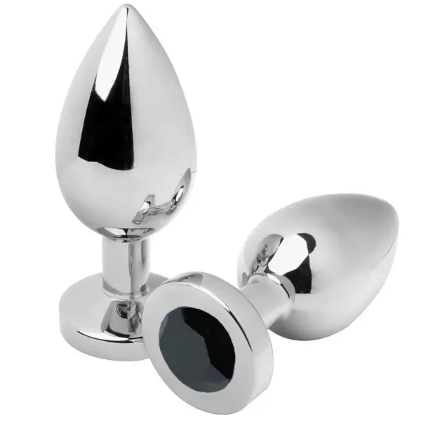 METAL HARD - ANAAL PLUG DIAMANT ZWART KLEIN 5.71CM