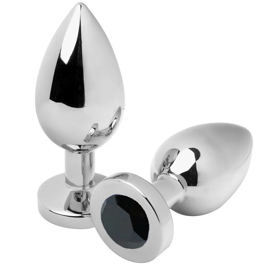 METAL HARD - ANAAL PLUG DIAMANT ZWART KLEIN 5.71CM