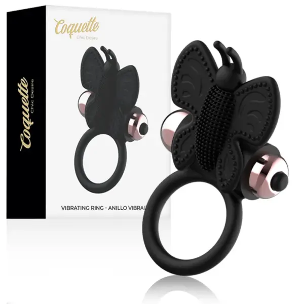COQUETTE CHIC DESIRE - COCK RING VLINDER VIBRERENDE RING ZWART / GOUD