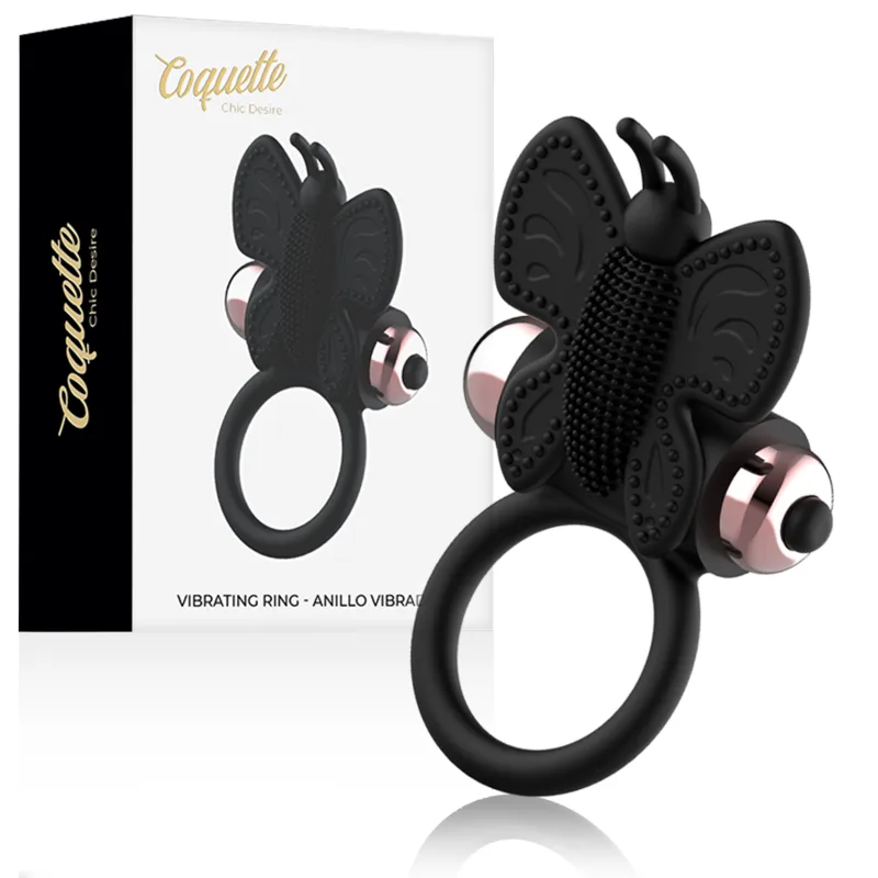 COQUETTE CHIC DESIRE - COCK RING VLINDER VIBRERENDE RING ZWART / GOUD