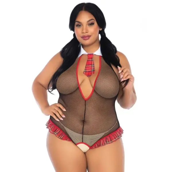 LEG AVENUE - PLUS SIZE SCHOOLMEISJE TEDDY MET OPENING
