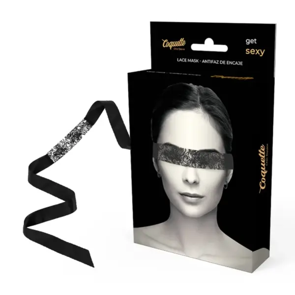COQUETTE CHIC DESIRE - ZWART KANTEN OOGMASKER MET LINT