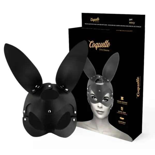 COQUETTE CHIC DESIRE - VEGAN LEDEREN MASKER MET KONIJNENOREN
