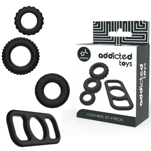 ADDICTED TOYS - SET VAN 4 SILICONEN PENIS RINGEN