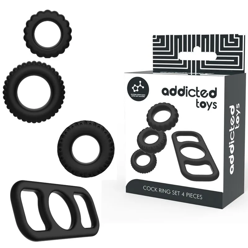 ADDICTED TOYS - SET VAN 4 SILICONEN PENIS RINGEN