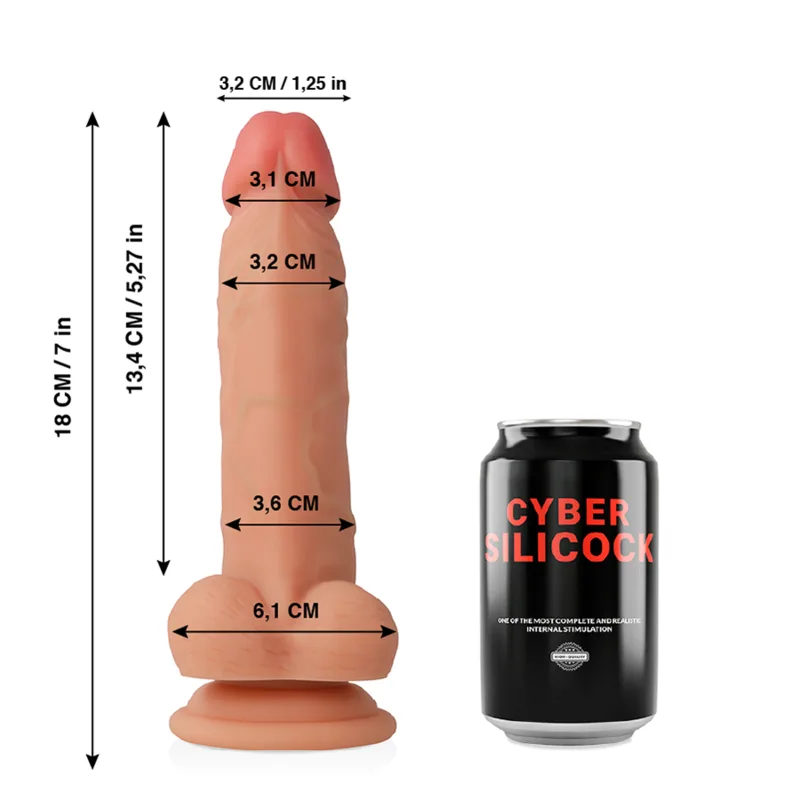 CYBER SILICOCK - REALISTISCHE JUDE VLOEIBARE SILICONEN 18 CM -OF- 3,2 CM