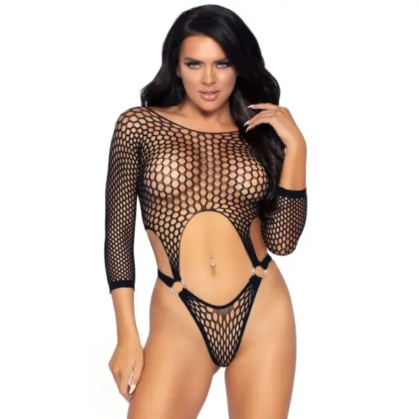 LEG AVENUE - BODYSUIT MET LANGE MOUWEN EN STRONG ONE SIZE ZWART