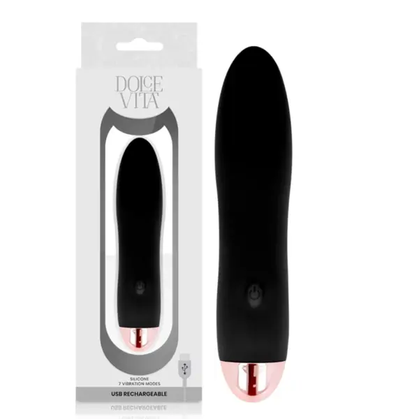 DOLCE VITA - VIER ZWARTE 7 SNELHEDEN OPLAADBARE VIBRATOR
