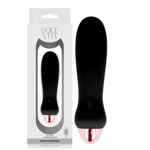 DOLCE VITA - VIJF ZWARTE OPLAADBARE VIBRATORS MET 7 SNELHEDEN