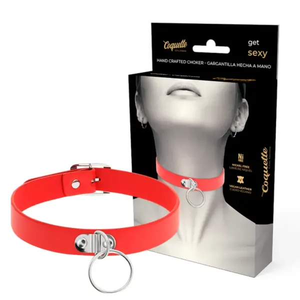 COQUETTE CHIC DESIRE - RODE VEGAN LEDEREN KETTING VROUWEN FETISH ACCESSOIRE