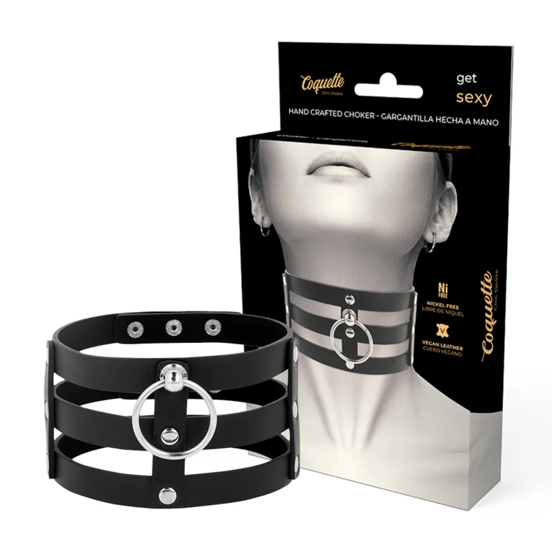 COQUETTE CHIC DESIRE - VEGAN LEDEREN CHOKER IN FETISH-STIJL