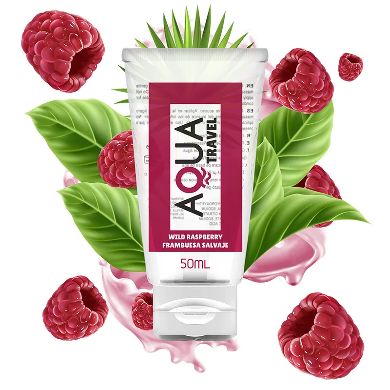 AQUA TRAVEL - WATERGEBASEERD GLIJMIDDEL MET WILDE FRAMBOZENSMAAK - 50 ML