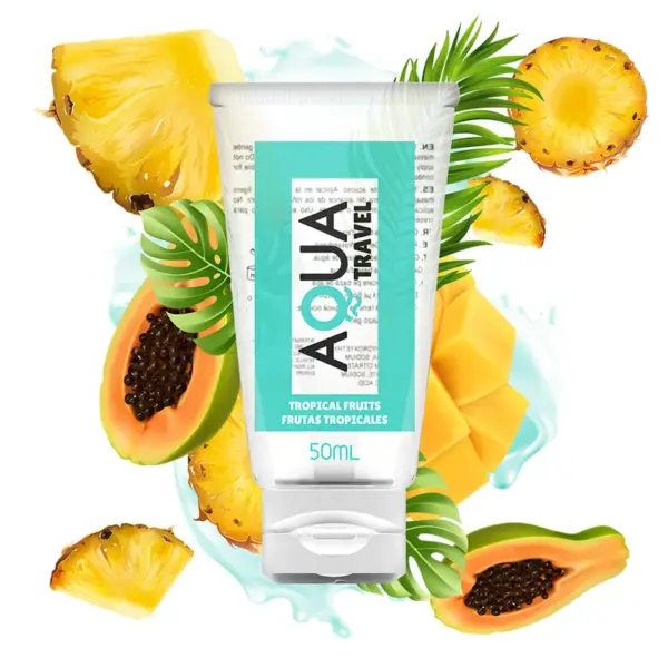AQUA TRAVEL - WATERGEBASEERD GLIJMIDDEL MET TROPISCHE FRUITSMAAK - 50 ML