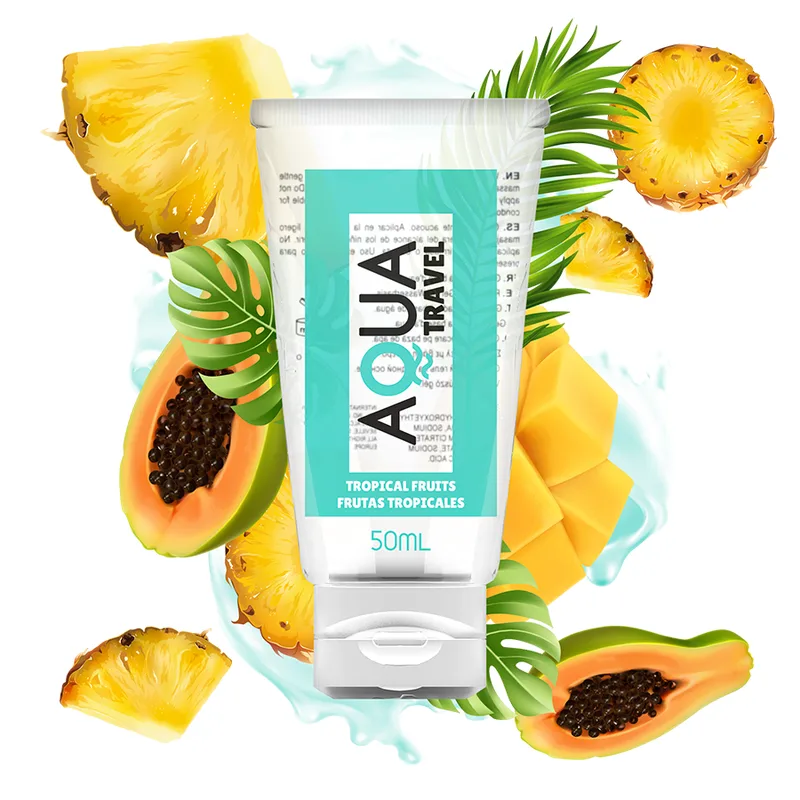 AQUA TRAVEL - WATERGEBASEERD GLIJMIDDEL MET TROPISCHE FRUITSMAAK - 50 ML