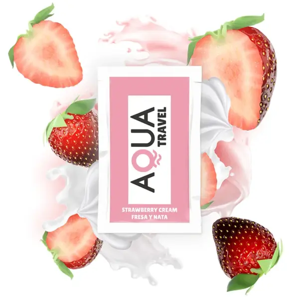 AQUA TRAVEL - GLIJMIDDEL OP WATERBASIS MET AARDBEIEN- EN ROOMSMAAK 6 ML