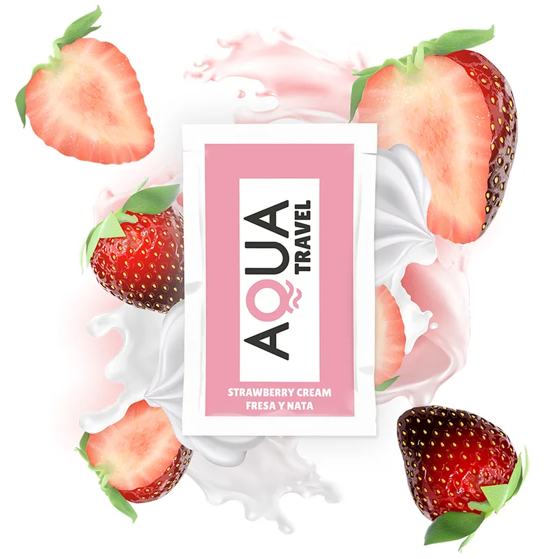 AQUA TRAVEL - GLIJMIDDEL OP WATERBASIS MET AARDBEIEN- EN ROOMSMAAK 6 ML