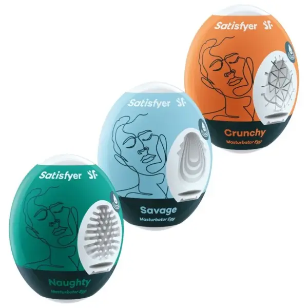 SATISFYER - 3 STOUTE, WILDE EN KNAPPERIGE MASTURBATOR-EIEREN