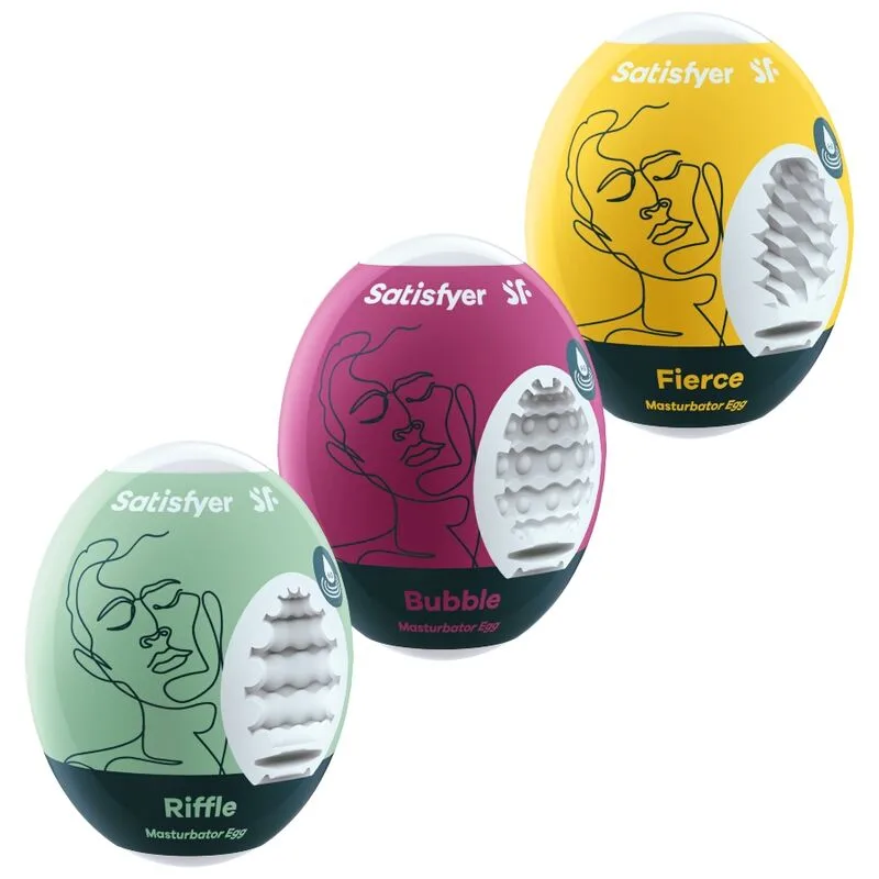 SATISFYER - 3 MASTURBATOR EIEREN RIFFLE, BUBBLE & FIERCE